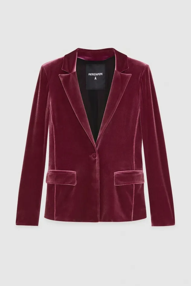 Patrizia Pepe Outerwear Essential Velvet Jacket Red 8211 Women