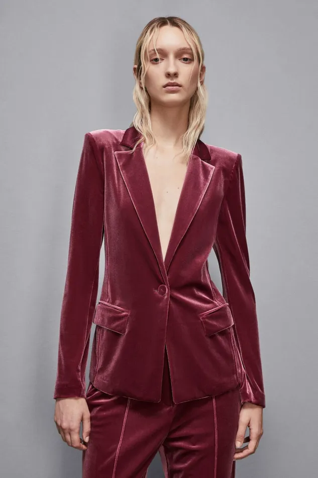 Patrizia Pepe Outerwear Essential Velvet Jacket Red 8211 Women