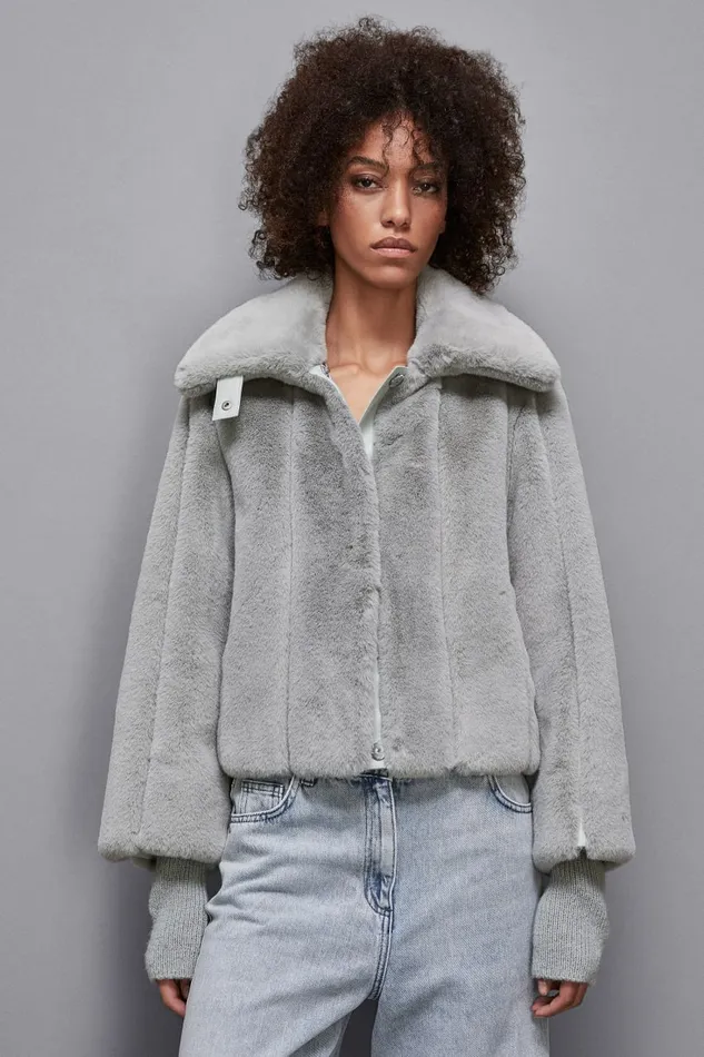 Patrizia Pepe Outerwear Short Synthetic Fabric Coat Grey 8211 Women