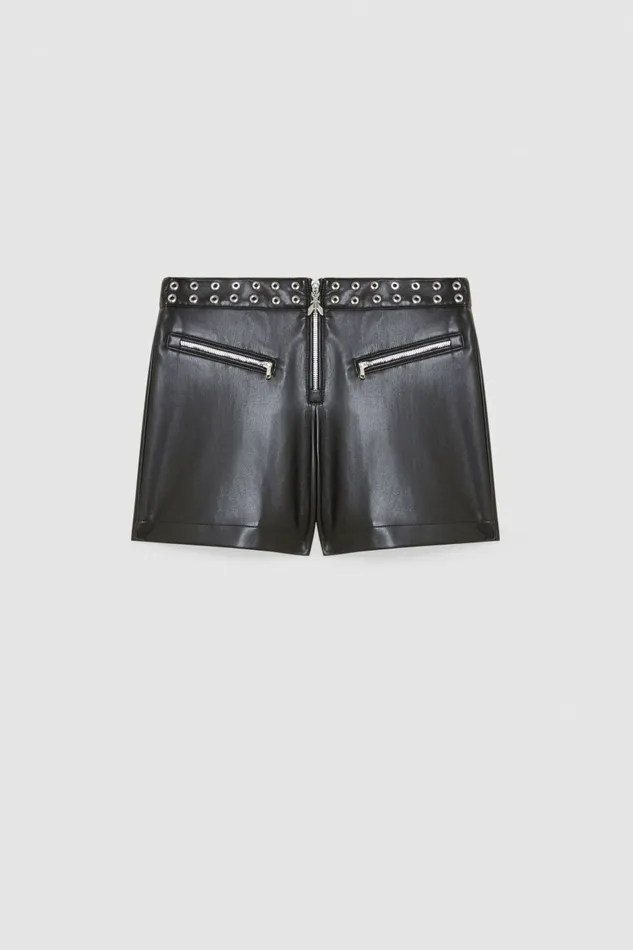Patrizia Pepe Pants and Jeans Faux Leather LowWaisted Shorts With Zipper Black 8211 Women