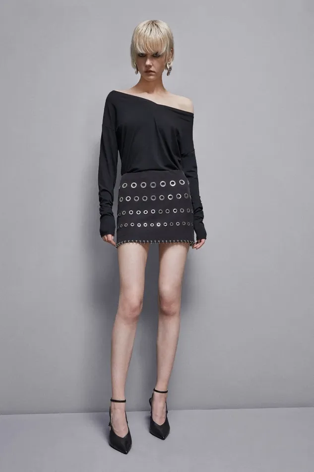 Patrizia Pepe Skirts LowWaisted Crpe Miniskirt Black 8211 Women