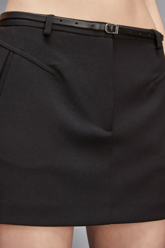 Patrizia Pepe Tailleur Essential Miniskirt With Belt Black 8211 Women