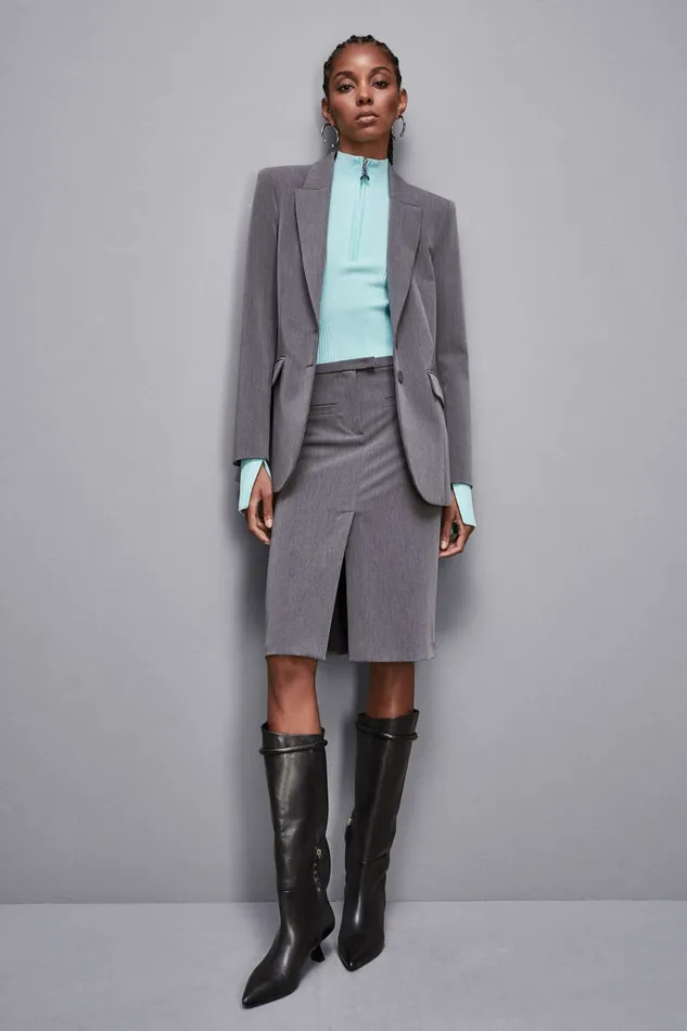 Patrizia Pepe Tailleur Essential TwoButton Viscose Jacket Grey 8211 Women