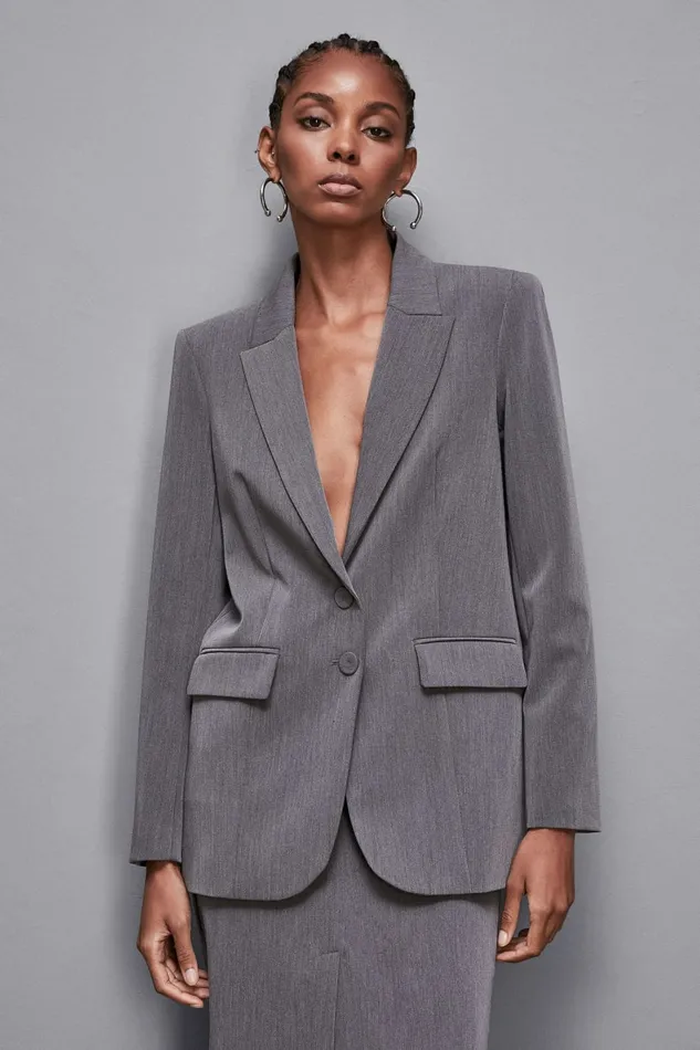 Patrizia Pepe Tailleur Essential TwoButton Viscose Jacket Grey 8211 Women