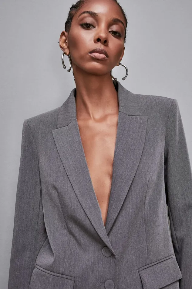 Patrizia Pepe Tailleur Essential TwoButton Viscose Jacket Grey 8211 Women
