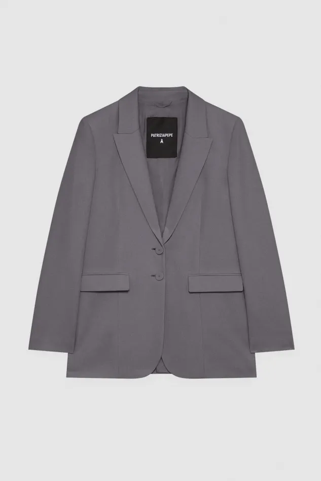 Patrizia Pepe Tailleur Essential TwoButton Viscose Jacket Grey 8211 Women