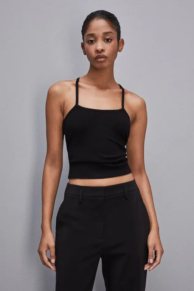 Patrizia Pepe Tops Essential Ribbed Viscose Tank Top Black 8211 Women