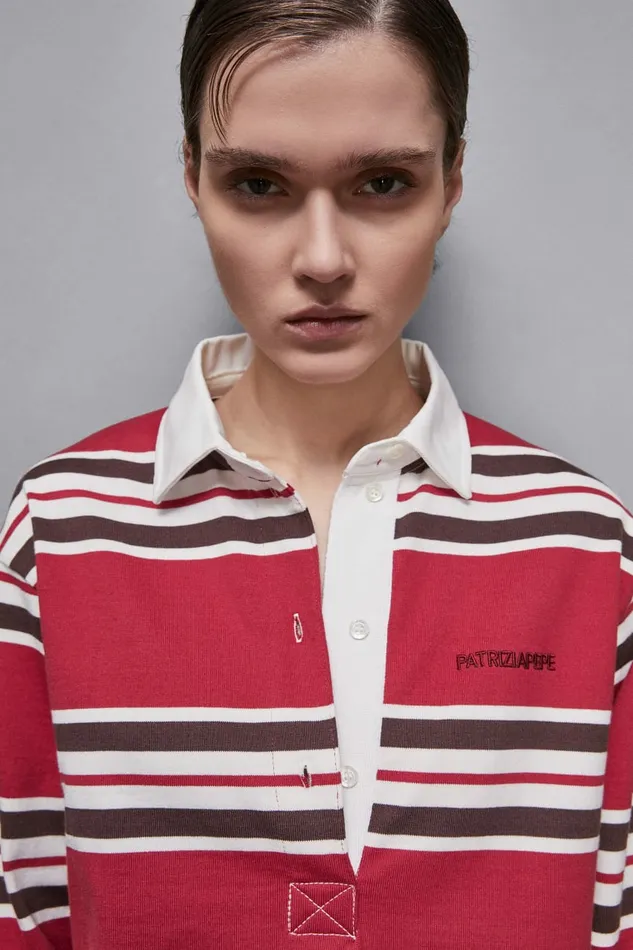 Patrizia Pepe Tops Oversized Long Sleeved Polo Red 8211 Women