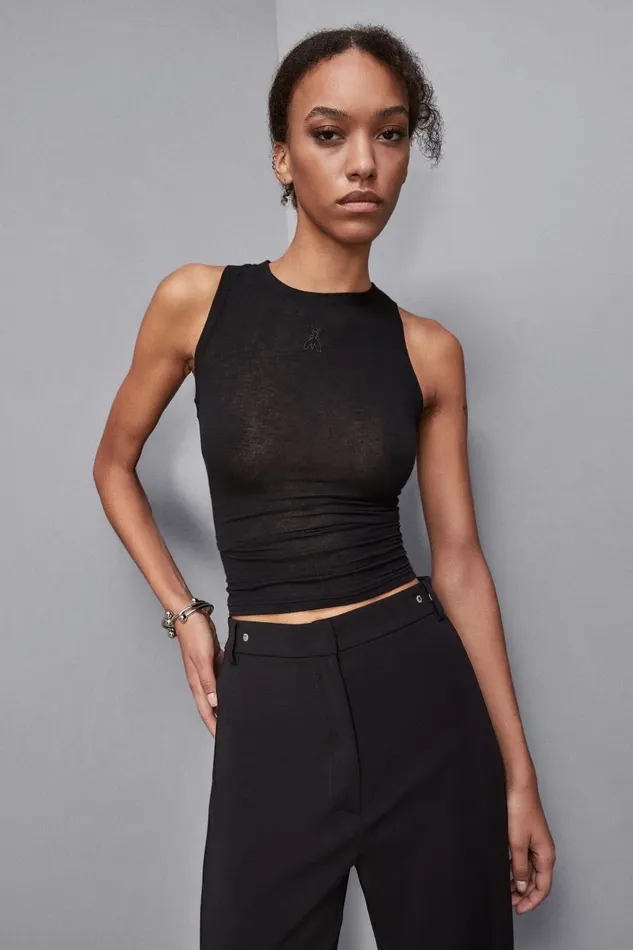 Patrizia Pepe Tops Slim Fit Jersey Tank Top Black 8211 Women