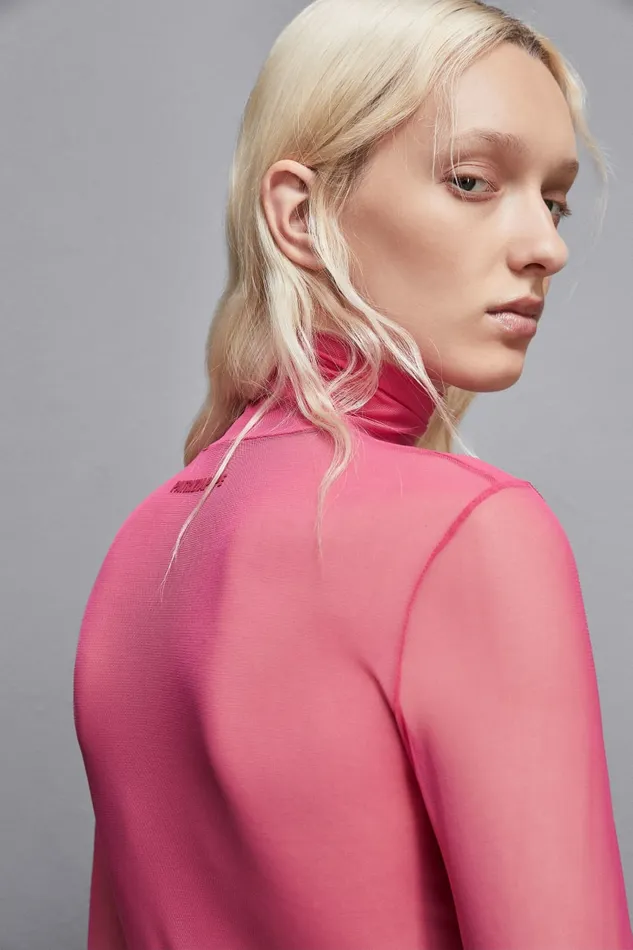 Patrizia Pepe Tops Stretch Tulle Turtleneck Pink 8211 Women