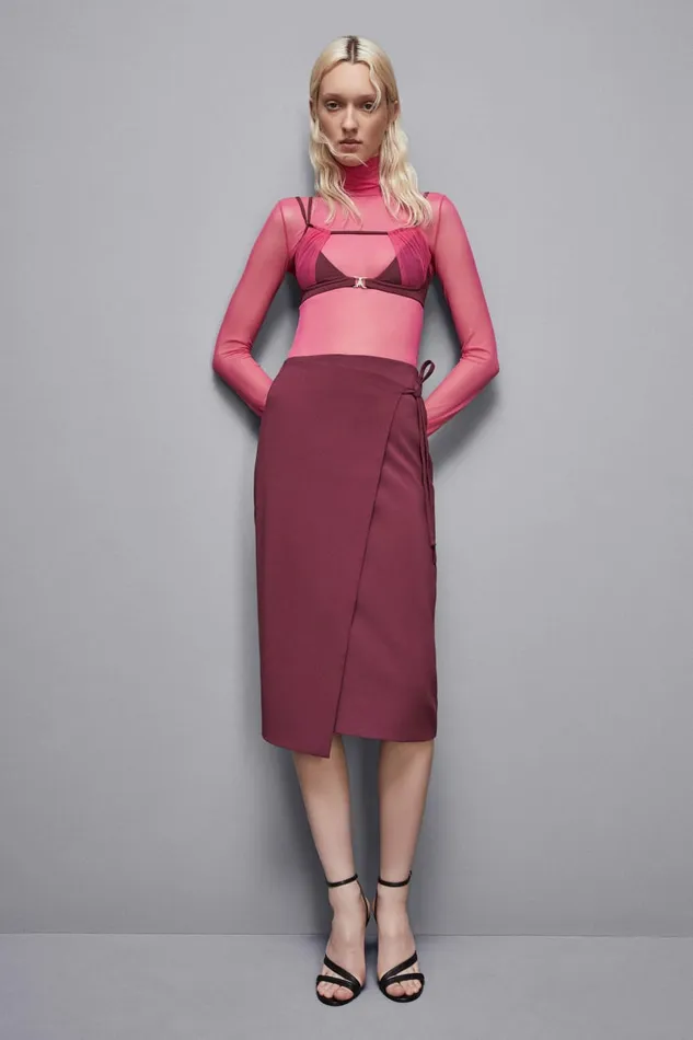 Patrizia Pepe Tops Stretch Tulle Turtleneck Pink 8211 Women