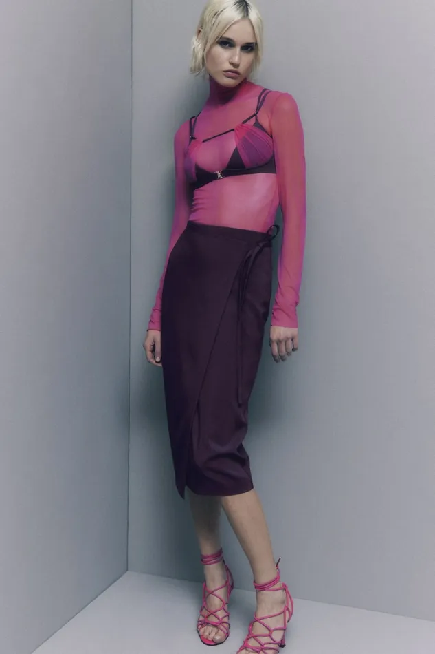 Patrizia Pepe Tops Stretch Tulle Turtleneck Pink 8211 Women