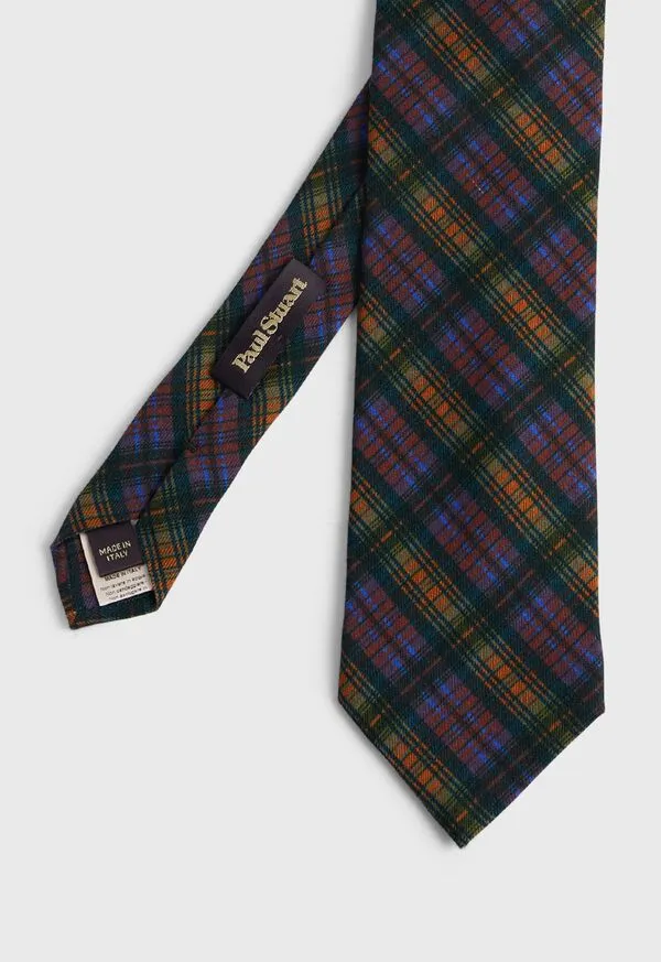 Paulstuart Printed Wool Plaid Tie Green Mens Ties