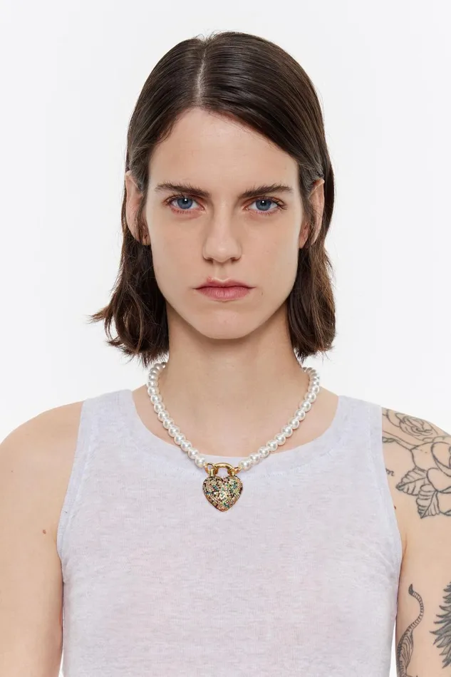 Pearls And Multicolored Crystal Heart Necklace Gold Women Bimba Y Lola Jewelry Pearls And Multicolored Crystal Heart Necklace Gold Women Bimba Y Lola Jewelry