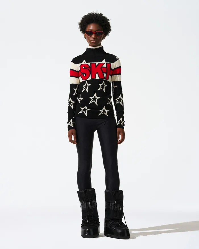 Perfect Moment Brixen Merino Wool Sweater Black Women Tops