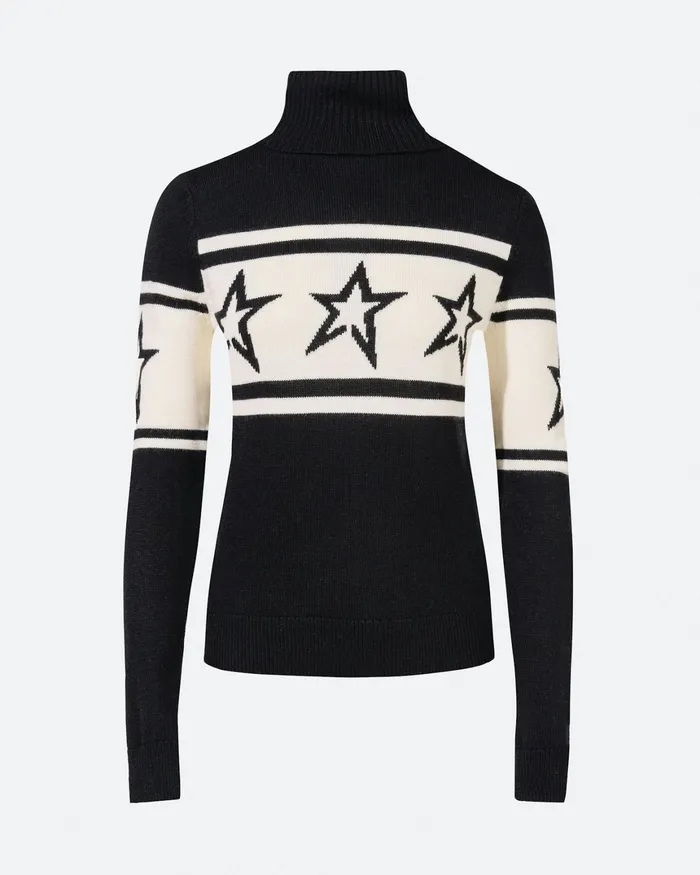 Perfect Moment Chopper Merino Wool Sweater Black Women Tops