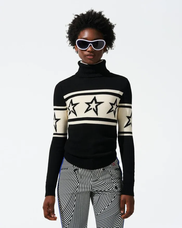 Perfect Moment Chopper Merino Wool Sweater Black Women Tops