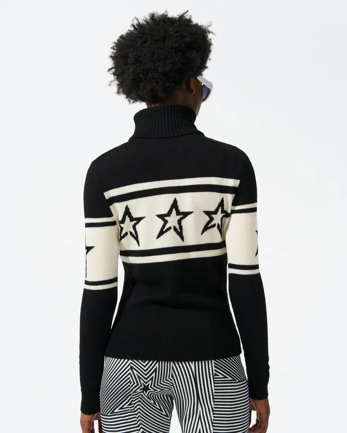 Perfect Moment Chopper Merino Wool Sweater Black Women Tops