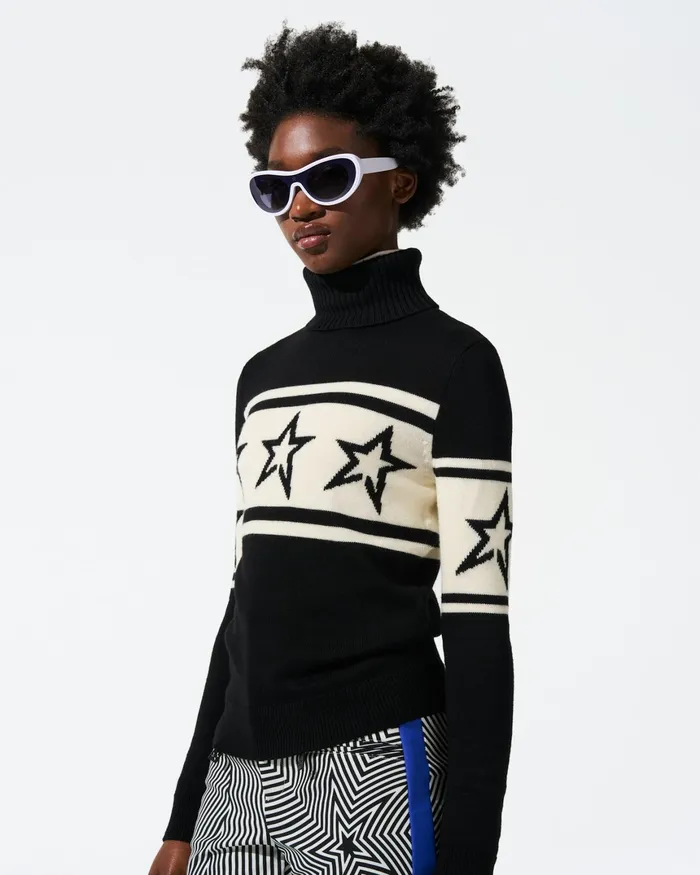 Perfect Moment Chopper Merino Wool Sweater Black Women Tops