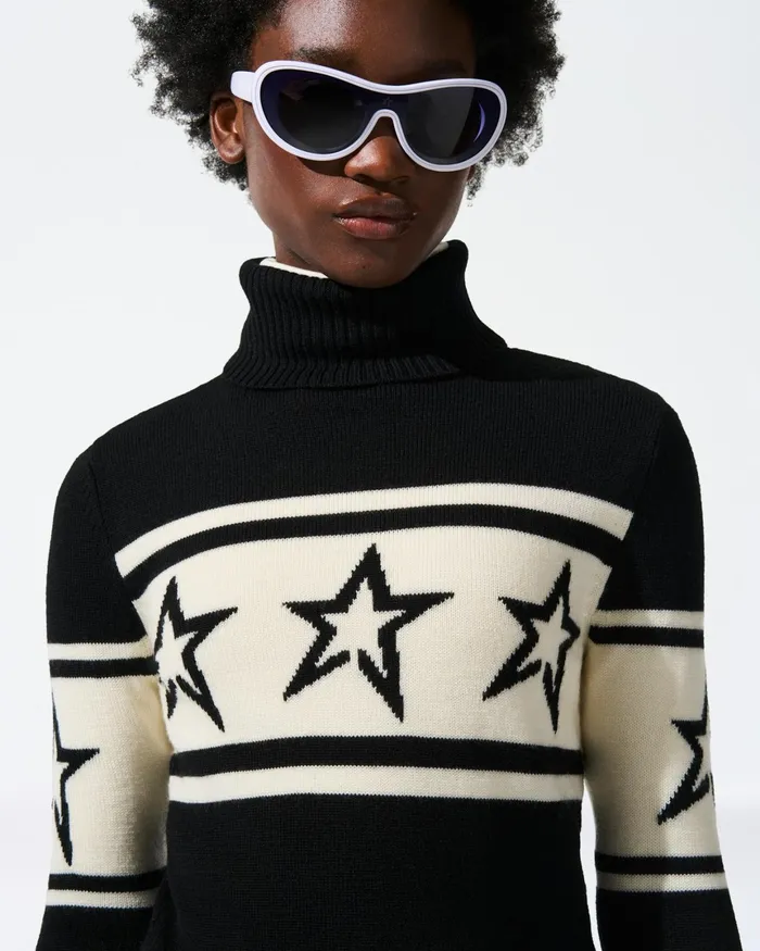 Perfect Moment Chopper Merino Wool Sweater Black Women Tops