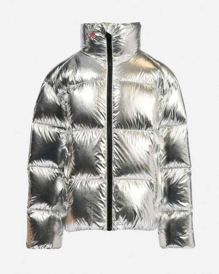 Perfect Moment Houndstooth Down Nuuk Puffer Jacket Silver Foil Kids Jackets