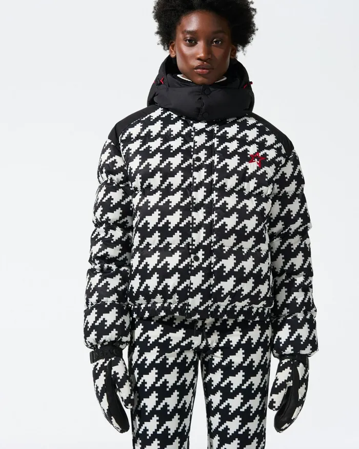Perfect Moment Houndstooth Moment Puffer Houndstooth 8211 Blacksnow White Women Jackets
