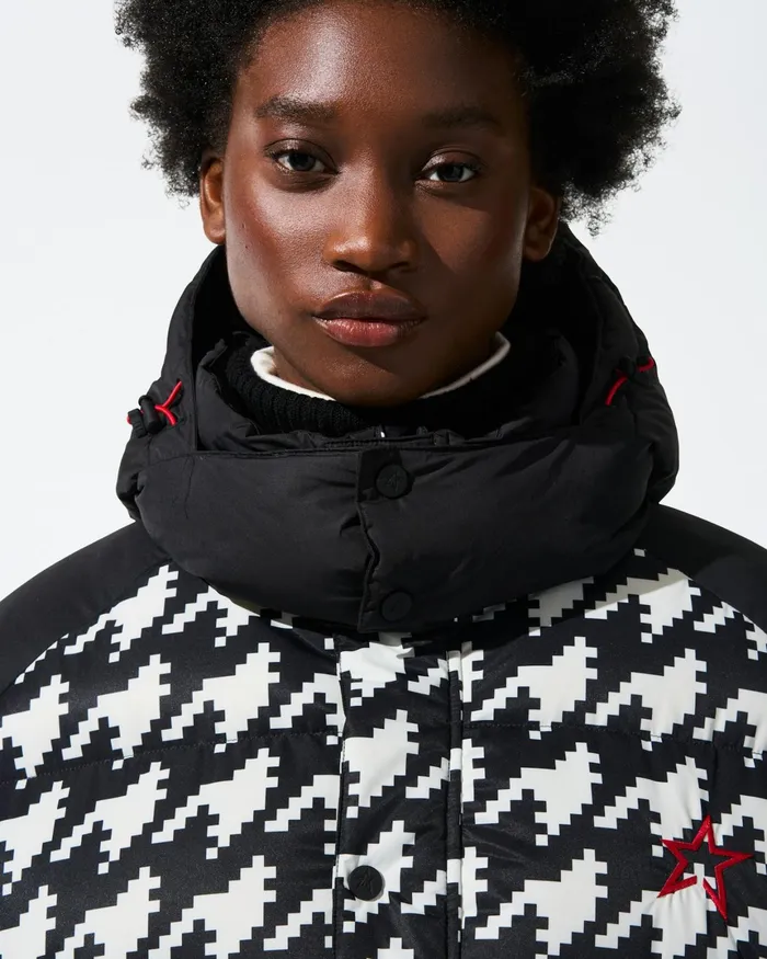 Perfect Moment Houndstooth Moment Puffer Houndstooth 8211 Blacksnow White Women Jackets