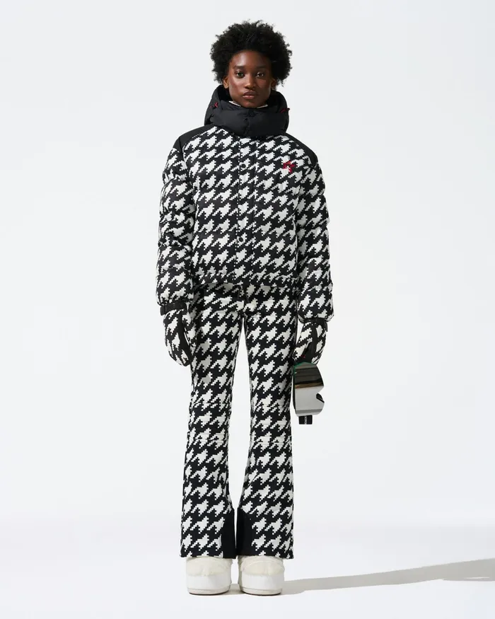 Perfect Moment Houndstooth Moment Puffer Houndstooth 8211 Blacksnow White Women Jackets