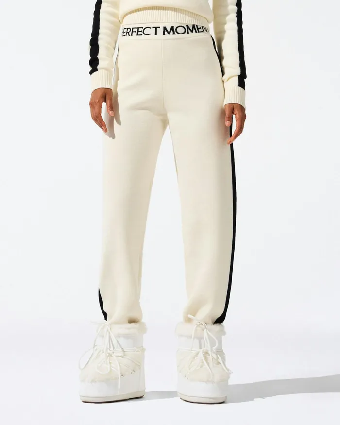 Perfect Moment LA Tour Merino Wool Jogger Pant White Women Knitwear