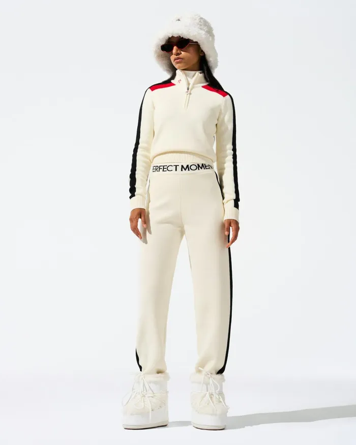 Perfect Moment LA Tour Merino Wool Jogger Pant White Women Knitwear