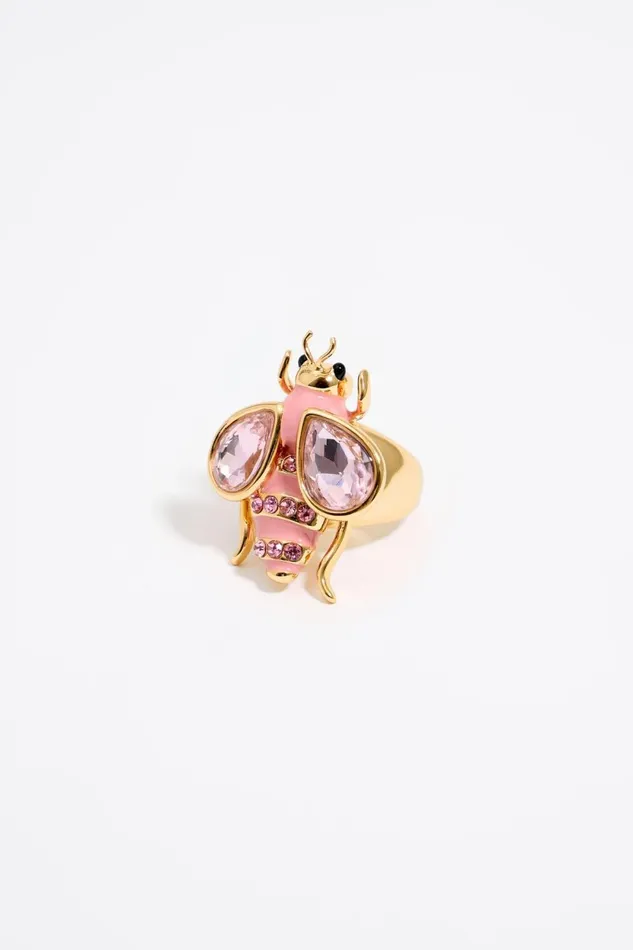 Pink Bee Ring With Crystals Pink Women Bimba Y Lola Jewelry