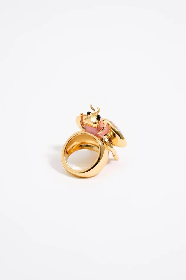 Pink Bee Ring With Crystals Pink Women Bimba Y Lola Jewelry Pink Bee Ring With Crystals Pink Women Bimba Y Lola Jewelry