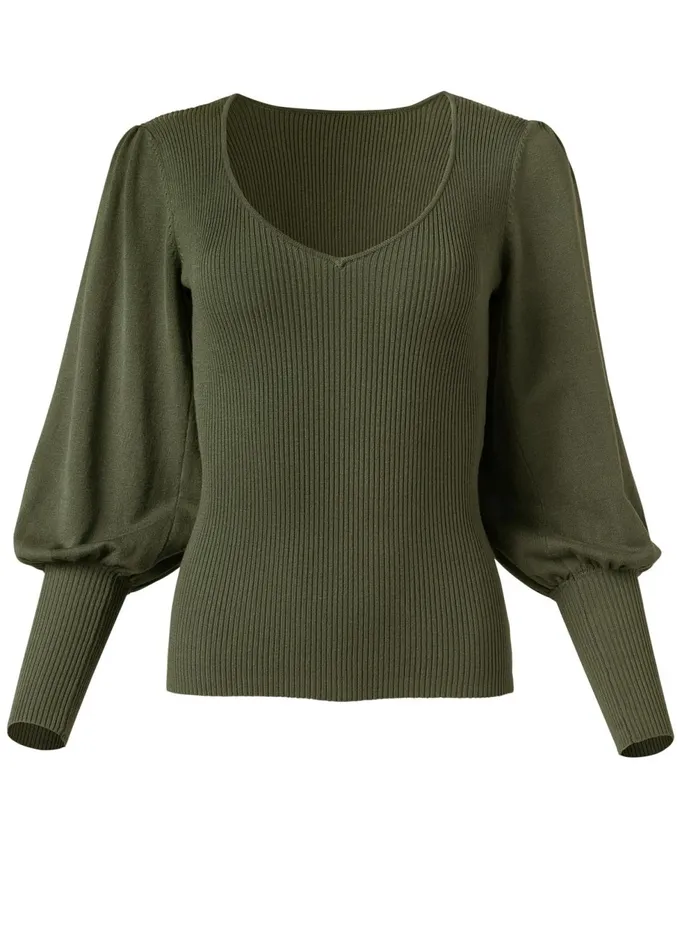PUFF SLEEVE SWEATER Olive Women VENUS Sexy Sweaters