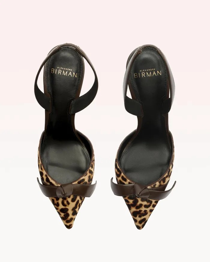 Pumps Women Alexandre Birman Clarita Bell Slingback 85 Leopard Alexandre Birman Clarita Slingback Light Beige andamp Dark Brown