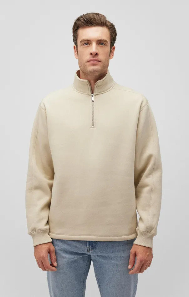 Quarter Zip Sweatshirt In Pelican Men Mavi Jeans Loungewear