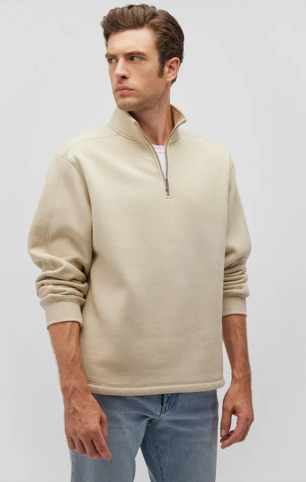 Quarter Zip Sweatshirt In Pelican Men Mavi Jeans Loungewear Quarter Zip Sweatshirt In Pelican Men Mavi Jeans Loungewear