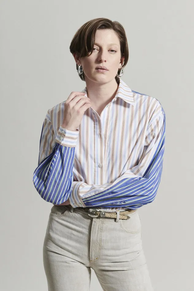 Rachel Comey Shirts Women Risa Top Whiteblue Multi