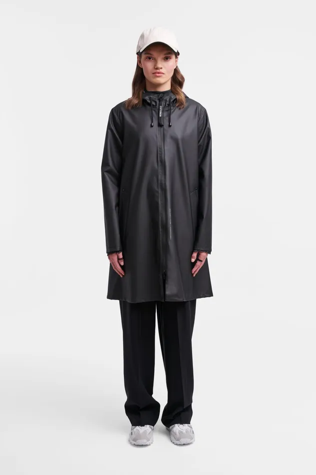 Raincoats Women Stutterheim Mosebacke Lightweight Zip Raincoat Black