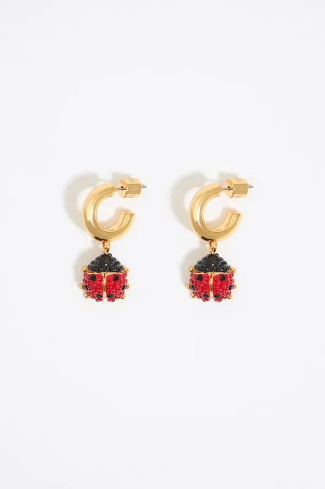 Red Crystals And Ladybug Hoop Earrings Red Women Bimba Y Lola Jewelry Red Crystals And Ladybug Hoop Earrings Red Women Bimba Y Lola Jewelry