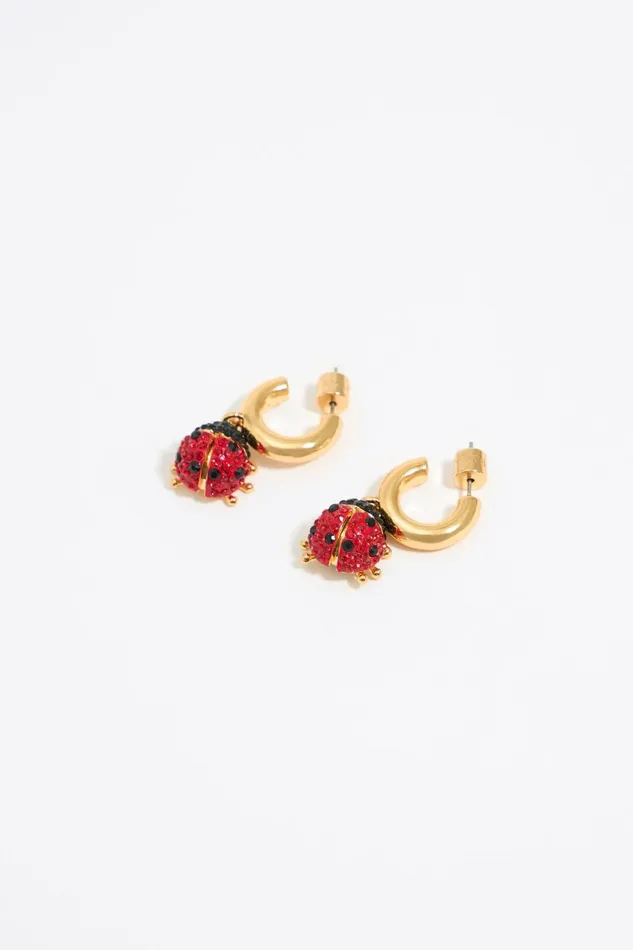 Red Crystals And Ladybug Hoop Earrings Red Women Bimba Y Lola Jewelry Red Crystals And Ladybug Hoop Earrings Red Women Bimba Y Lola Jewelry