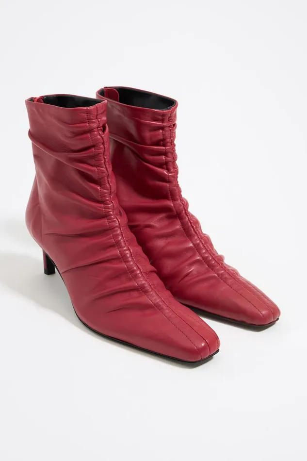 Red Leather Ruched Heeled Ankle Boot Red Women Bimba Y Lola Ankle Boots And Boots Red Leather Ruched Heeled Ankle Boot Red Women Bimba Y Lola Ankle Boots And Boots