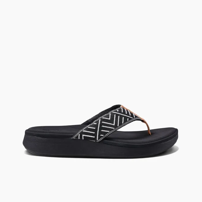 Reef Flip Flops Cushion Cloud Textile Black Geo 8211 Women