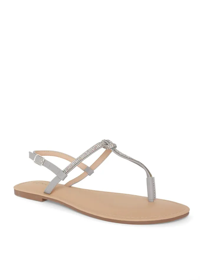 RHINESTONE THONG SANDALS Silver Women VENUS Sandals and Wedges