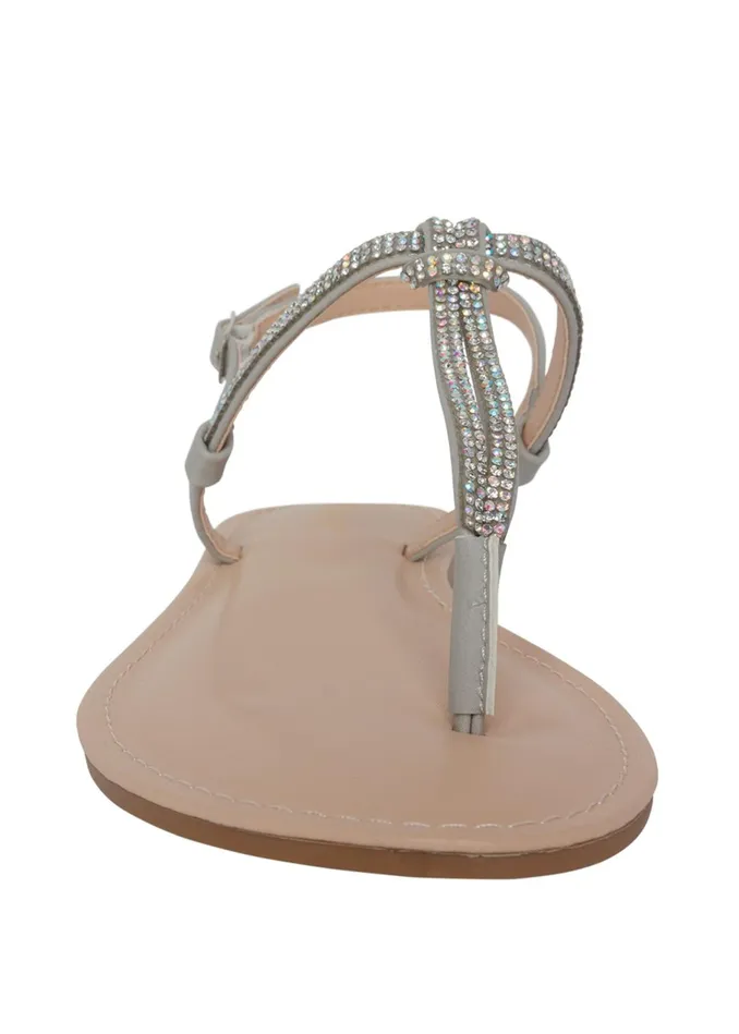 RHINESTONE THONG SANDALS Silver Women VENUS Sandals and Wedges