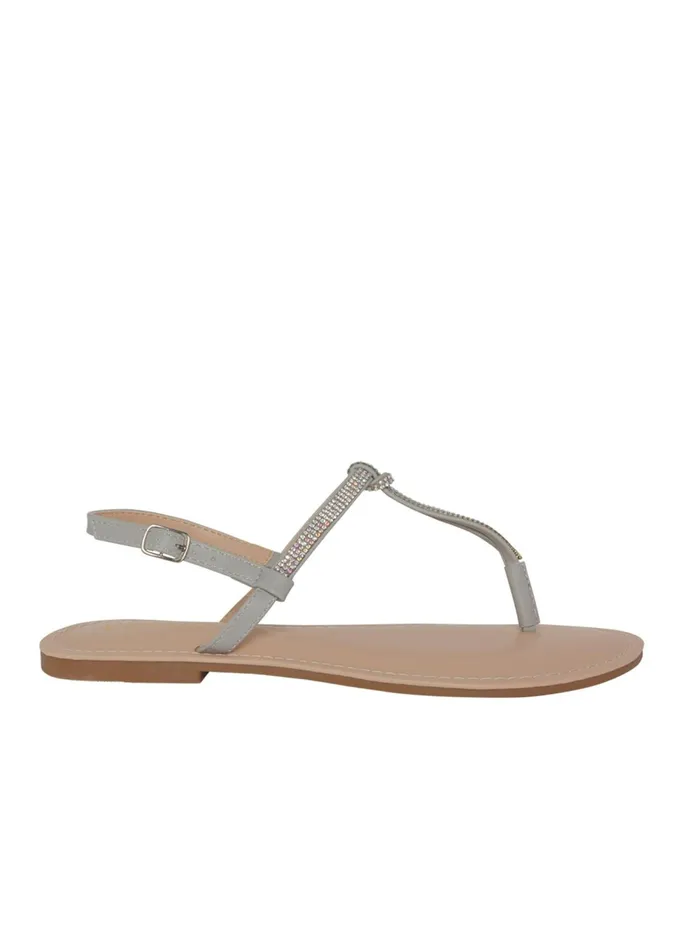 RHINESTONE THONG SANDALS Silver Women VENUS Sandals and Wedges