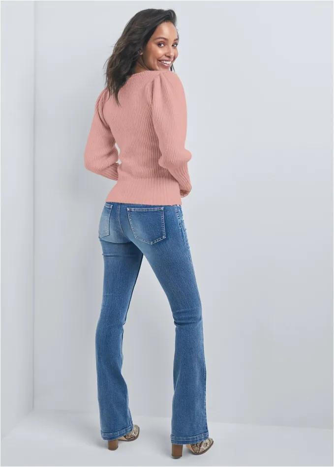 RIBBED VNECK SWEATER Dusty Pink Women VENUS Pullover