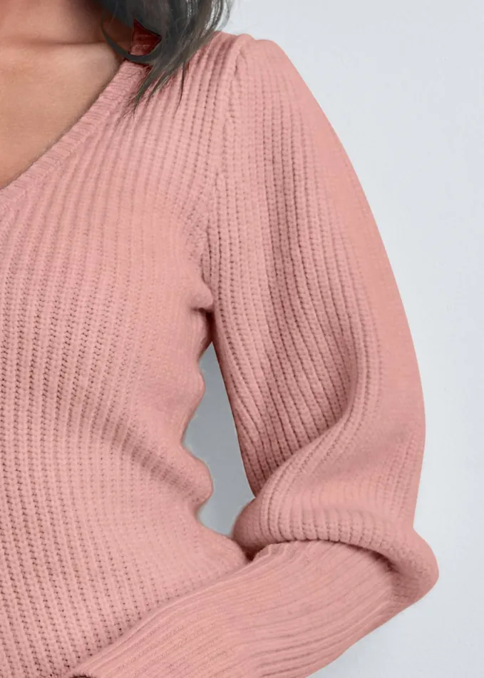RIBBED VNECK SWEATER Dusty Pink Women VENUS Pullover