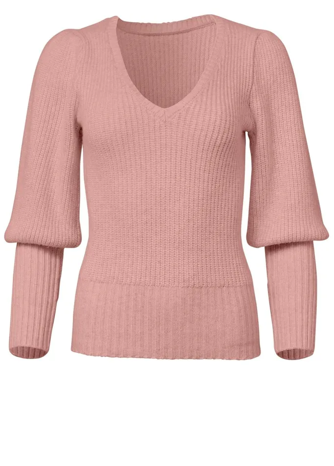 RIBBED VNECK SWEATER Dusty Pink Women VENUS Pullover