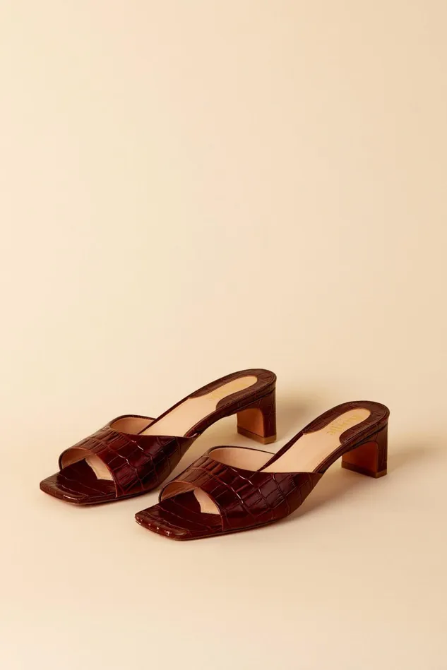 Rouje ARLETTE Mules Croco Brandy Women Shoes