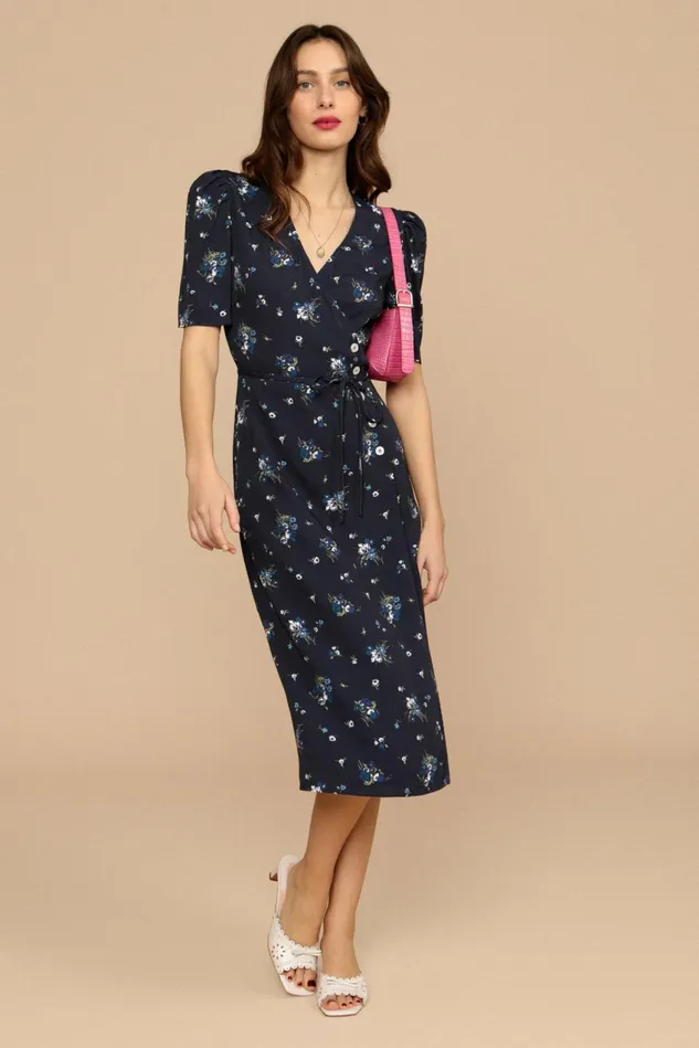 Rouje GABIN Dress Marine Bouquet Du Sud Women Dresses